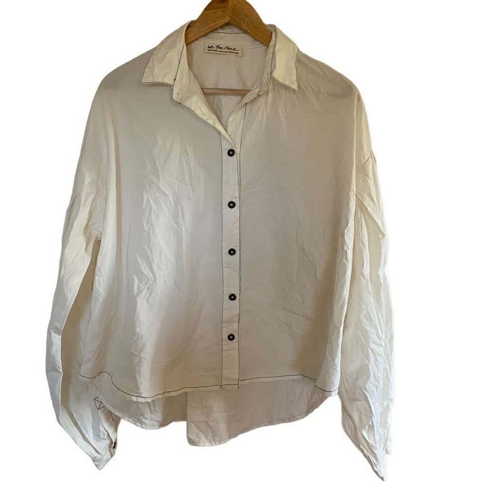 We the Free Free People XS oversized button down long sleeve high low hem shirt